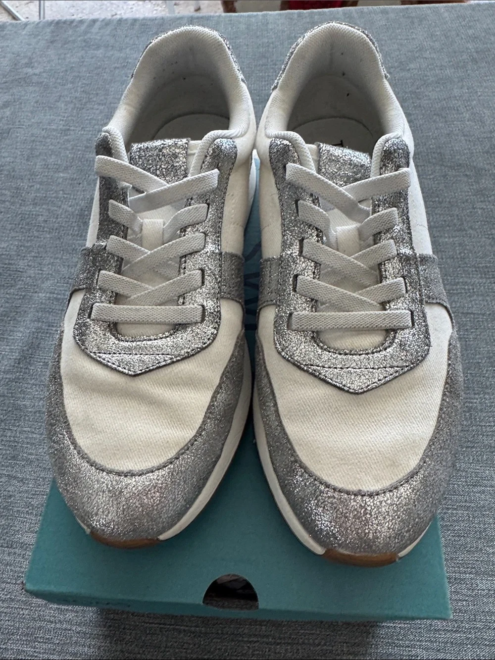 Toms Women's TRVL LITE Retro Runner Sneaker-  Silver Leather - Water Repellent